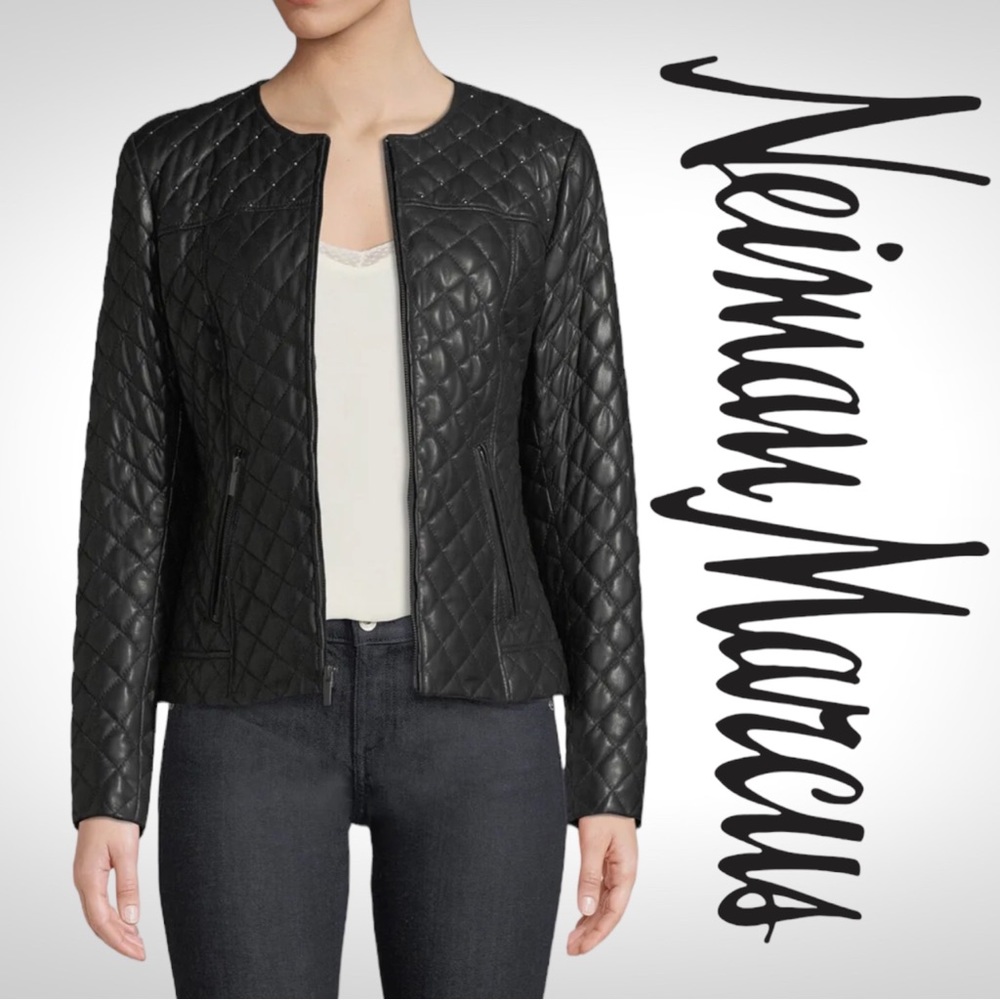 Neiman Marcus Leather Quilted Moto Jacket NWOT